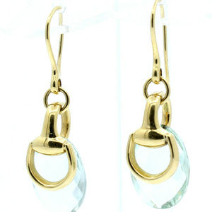 GUCCI 18K YELLOW GOLD PRASIOLITE HORSEBIT EARRINGS